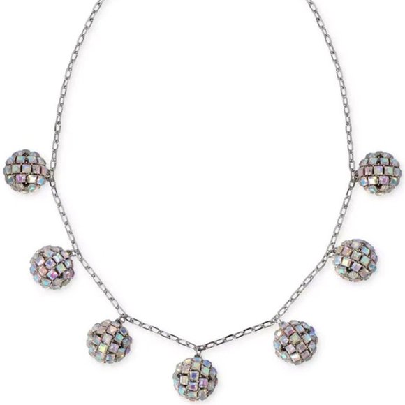 INC International Concepts Jewelry - INC MOD/RETRO DISCO BALL SILVER/IRIDESCENT CRYSTAL STATEMENT CHAIN NECKLACE~NEW!